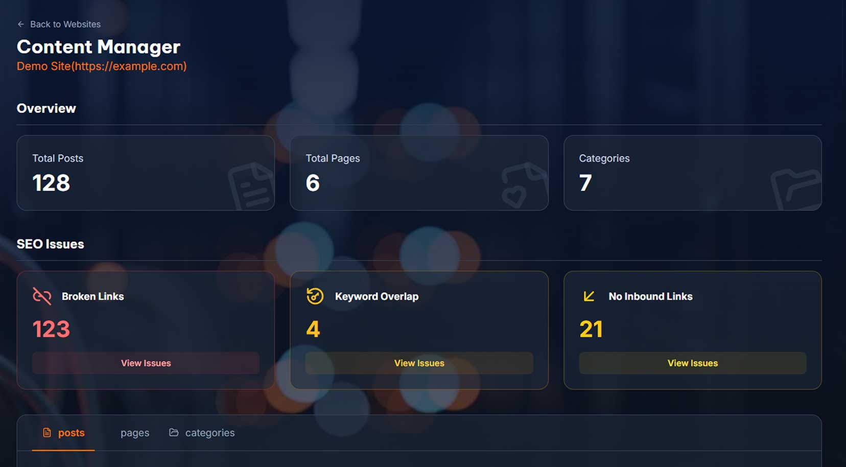 SEO BEAST - Website Detail interface